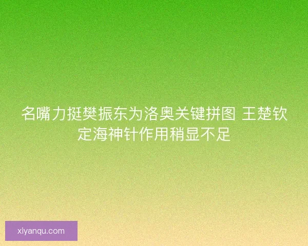 名嘴力挺樊振东为洛奥关键拼图 王楚钦定海神针作用稍显不足