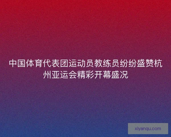 中国体育代表团运动员教练员纷纷盛赞杭州亚运会精彩开幕盛况