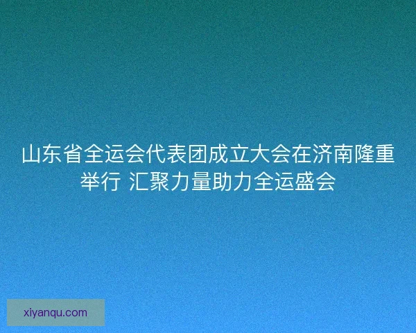 山东省全运会代表团成立大会在济南隆重举行 汇聚力量助力全运盛会